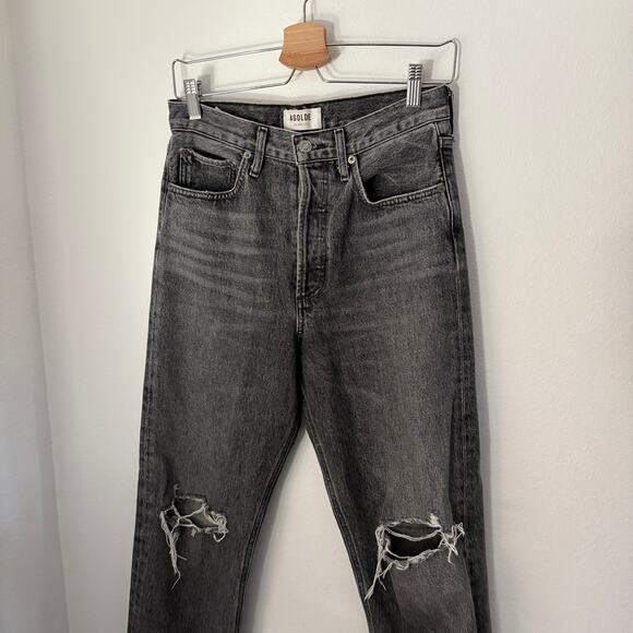 Agolde 90’s Mid Rise Loose Jeans Distressed Sz 25 - Picture 3 of 6